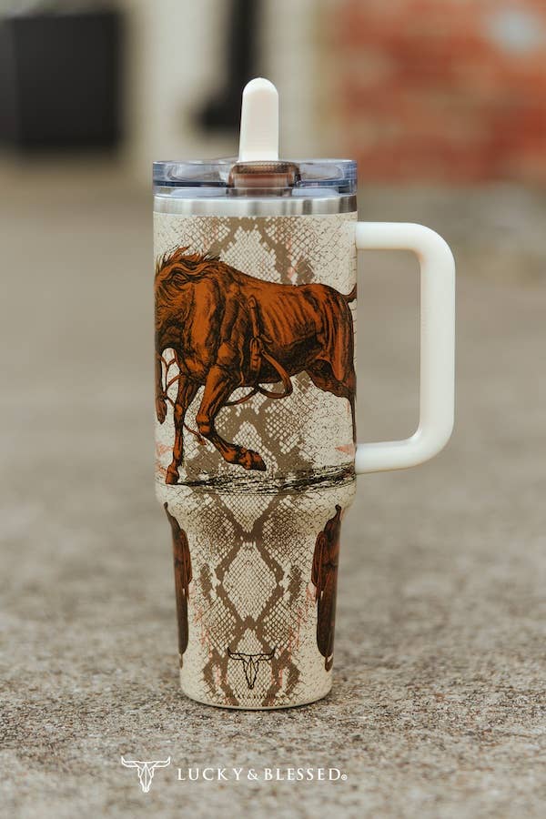 Snake Horse Saddle Printed Flip Straw 40oz Tumbler