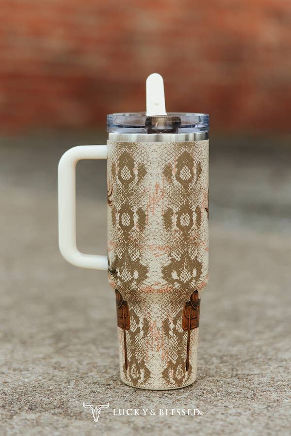 Snake Horse Saddle Printed Flip Straw 40oz Tumbler
