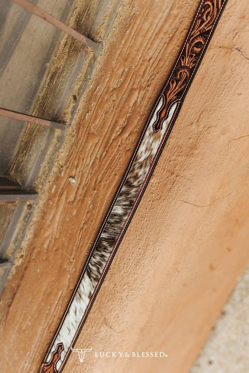 Cowhide Tooled Embroidery Leather Belt W Western Buckle
