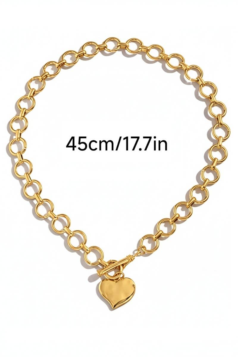 Hammered Heart Toggle Necklace