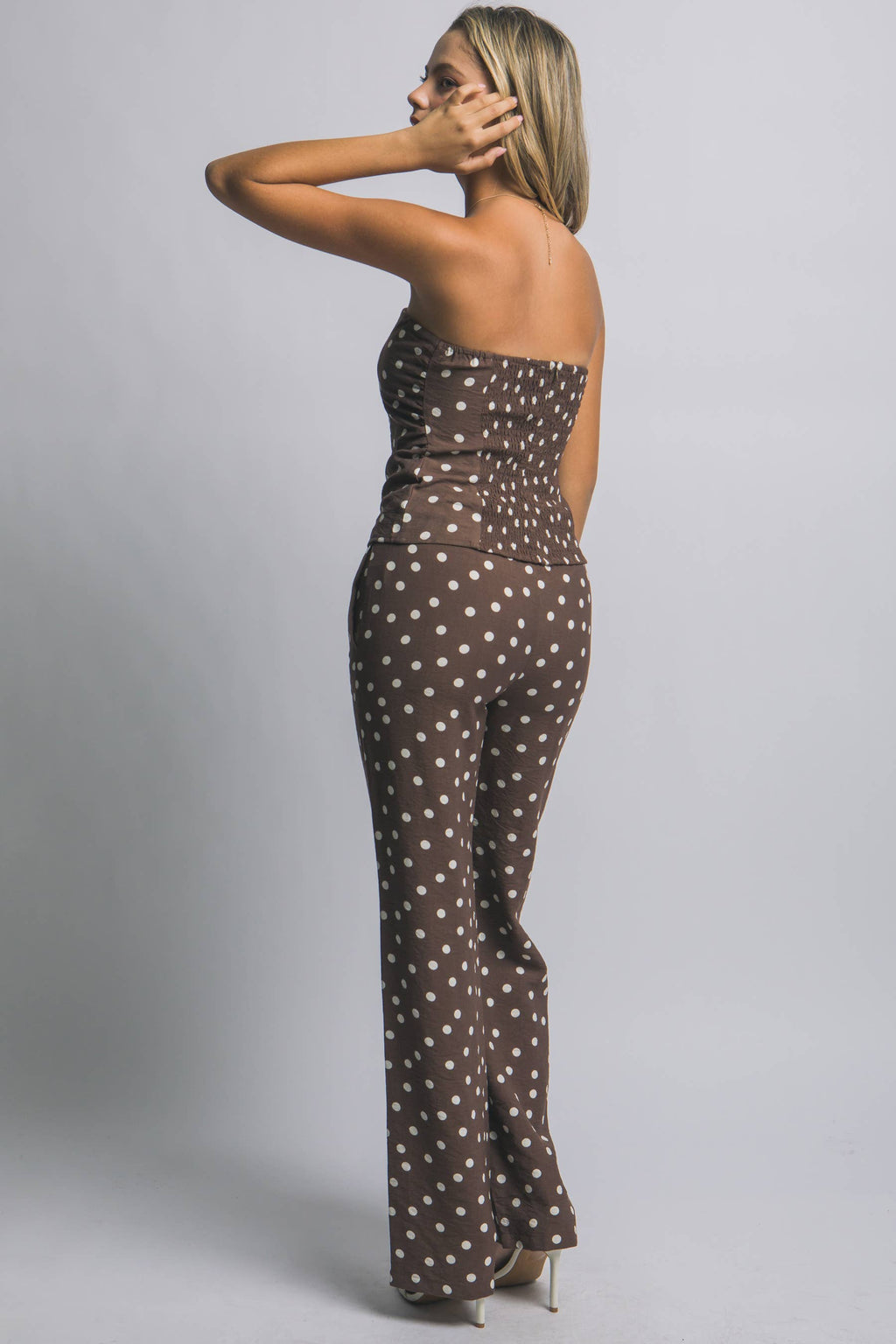 Polka Dot Strapless Top & Pants Set