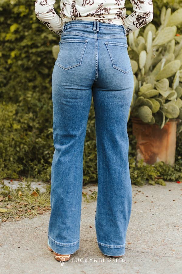 Stone Light Wash High Rise Trouser Jeans (32in)